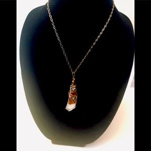 Tribal Style Circle Accent Gold Wrapped Necklace